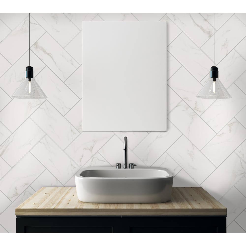 Florida Tile Home Collection Michelangelo White 9 in. x 18 in. Glossy Ceramic Wall Tile (21.8 sq. ft.Case) CHDEZEN109X18