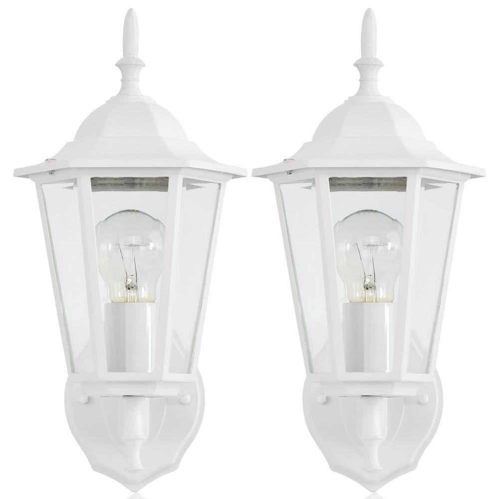 C Cattleya 1-Light White Die-Cast Aluminum Outdoor Wall Lantern Sconce (2-Pack) CA1905-2W