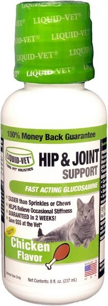 Liquid-Vet Hip and Joint Support Chicken Flavor Cat Supplement， 8-oz bottle