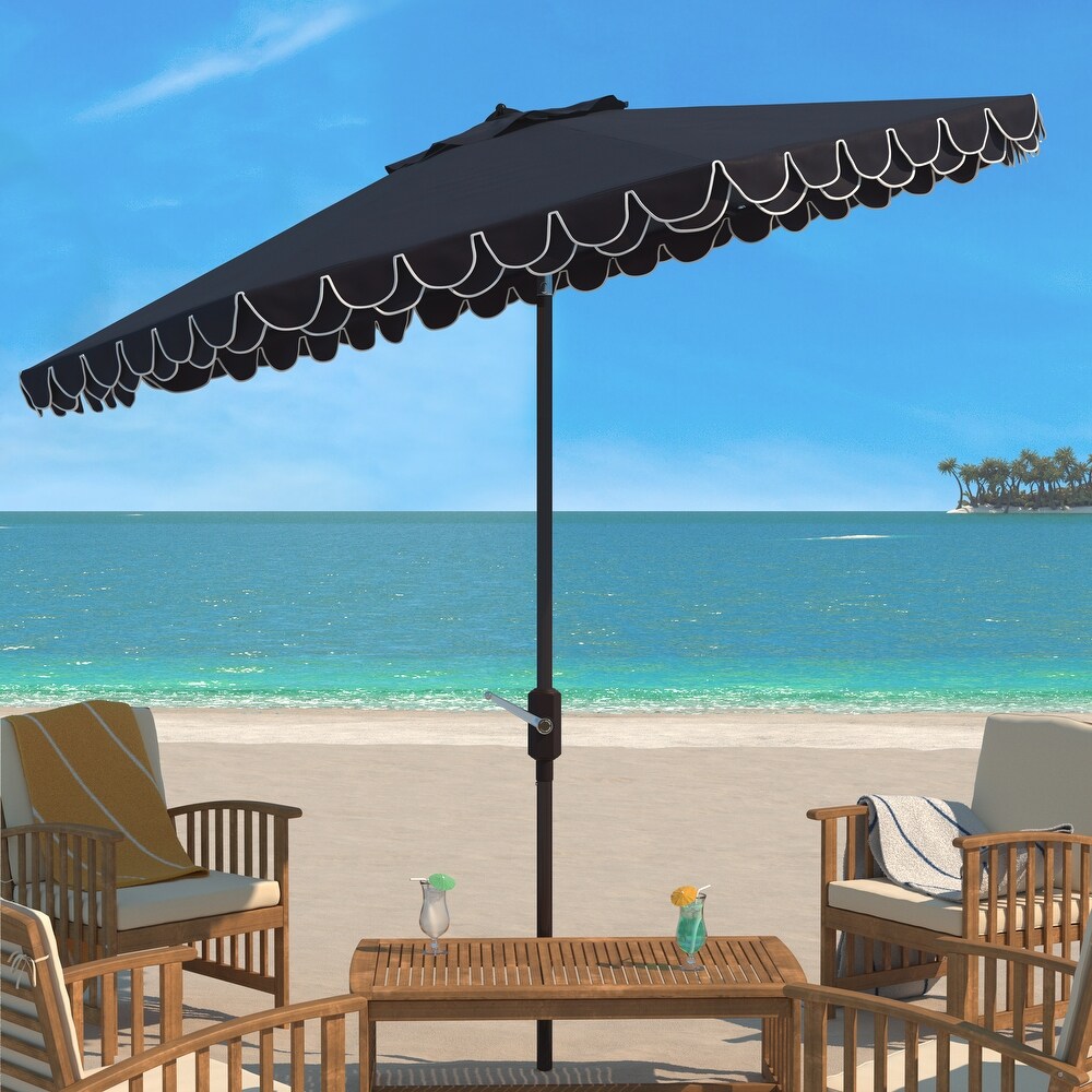 SAFAVIEH Outdoor Living Elegant Valance 11Ft Round Umbrella