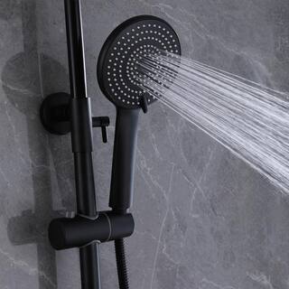 Tomfaucet 3-Spray Multi-Function Wall Bar Shower Kit with Tub Faucet and 3-Setting Hand Shower in Matte Black TFB1040MB