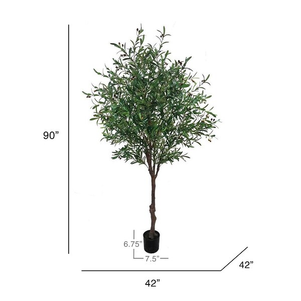 7.5ft Artificial Olive Tree Plant in Black Pot