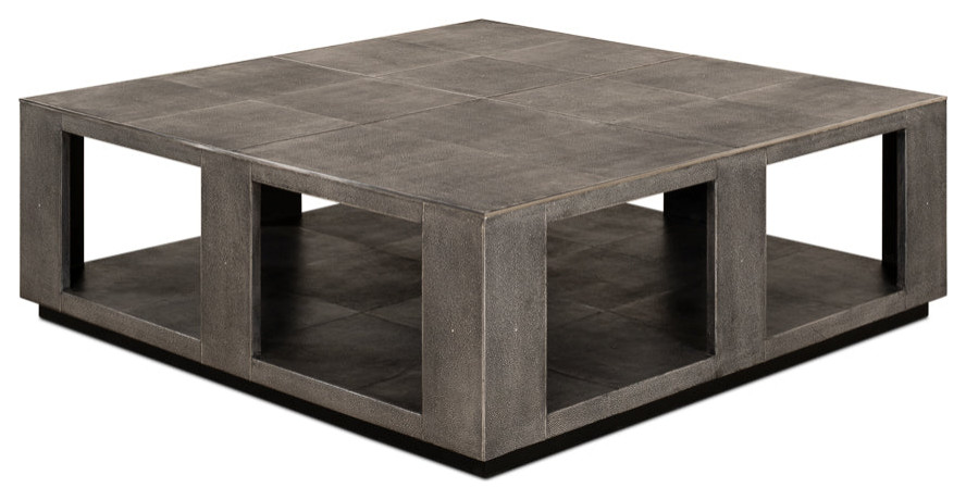 Partners Shagreen Leather Square Coffee Table   Contemporary   Coffee Tables   by Sideboards and Things  Houzz