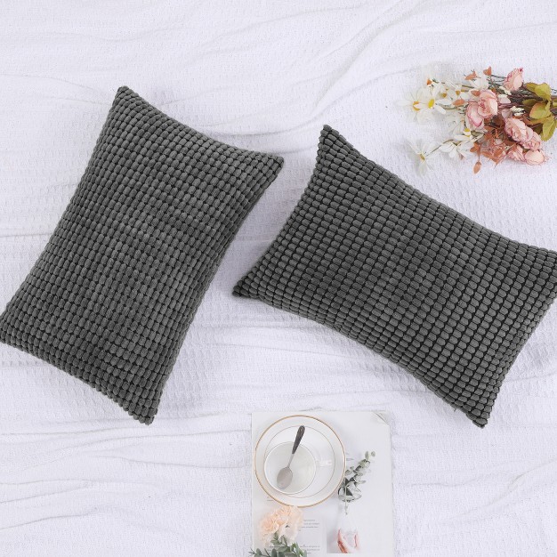 2 Pcs Corn Striped Corduroy For Couch Polyester Decorative Pillow Cover Piccocasa