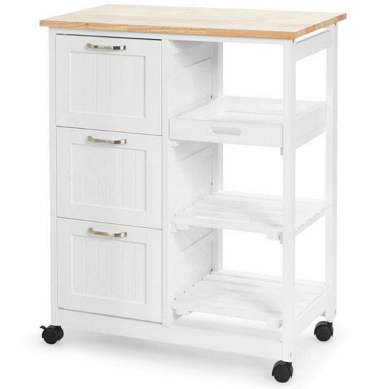 Rolling Kitchen Island Utility Storage Cart with 3 Large Drawers