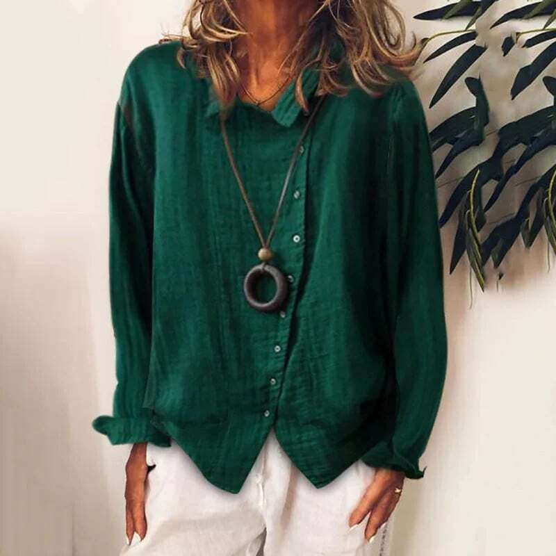 Women casual linen shirt T-shirt blouse tops
