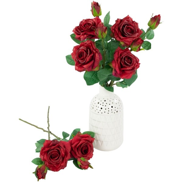 real touch™ red artificial rose stems set of 6 19