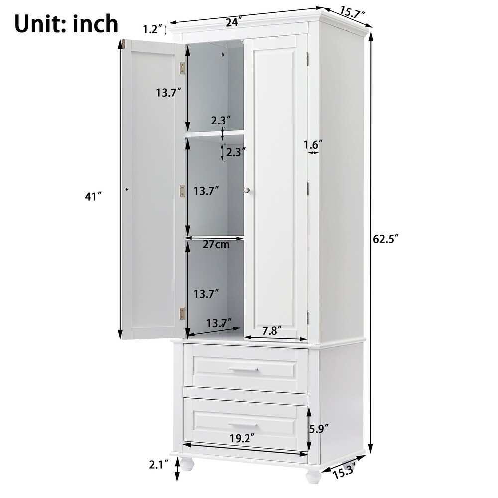 Storage Cabinet Freestanding Bathroom Floor Cabinet Kitchen Pantry with Pull out Drawers for Bedroom Wardrobe