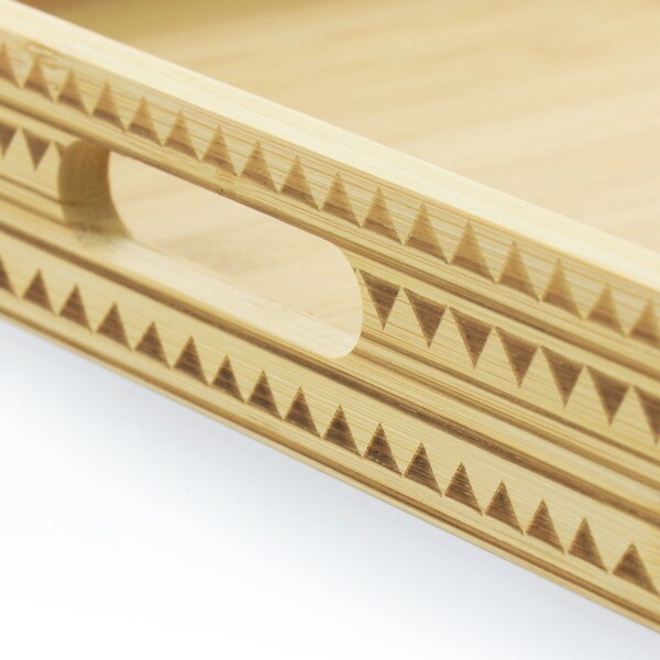 15 Inch Wood Serving Tray with Built-in Handles