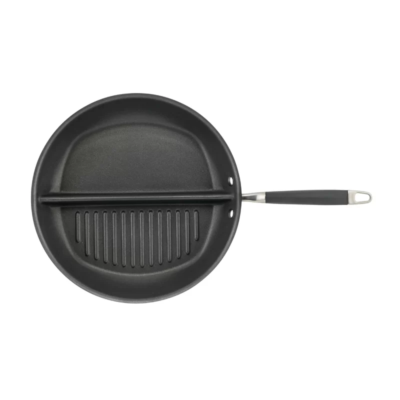 Anolon 83655 Advanced Hard Anodized Nonstick Divided Grill / Griddle Pan / Skillet - 12.5 Inch， Gray