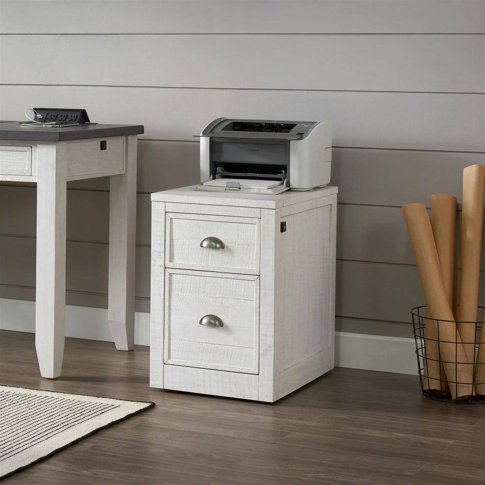 Martin Svensson Home Monterey White Stain File Cabinet with 2-Drawers and Fingerprint Lock 7908909