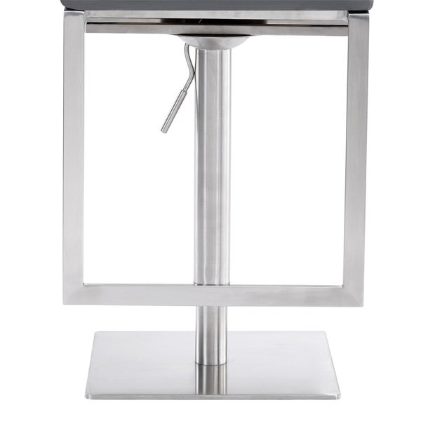 Armen Living Victory Swivel Barstool in Steel and Grey Faux Leather