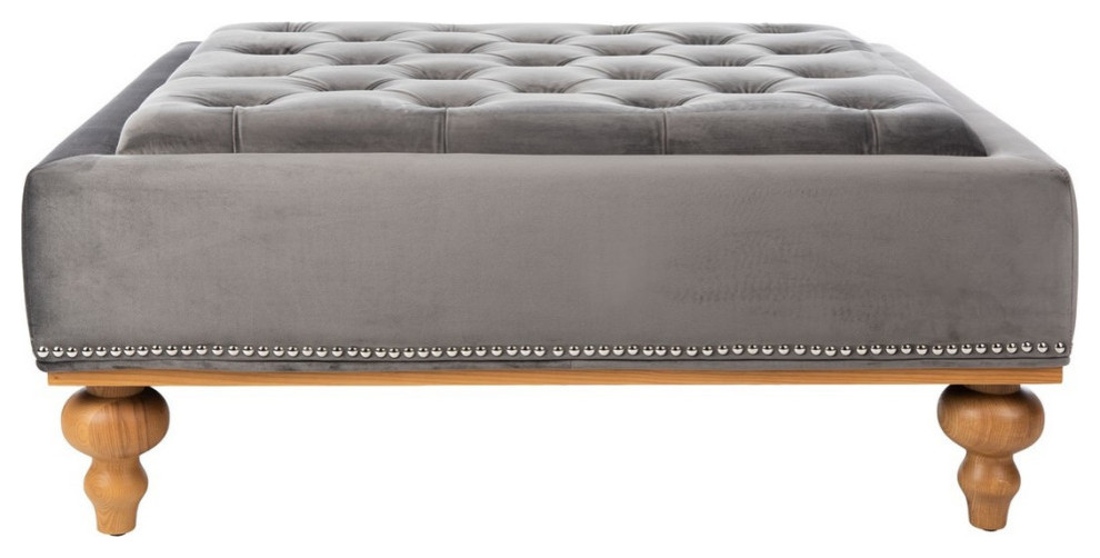 Blaire Tufted Ottoman Dark Gray   Modern   Footstools And Ottomans   by Virgil Stanis Design  Houzz