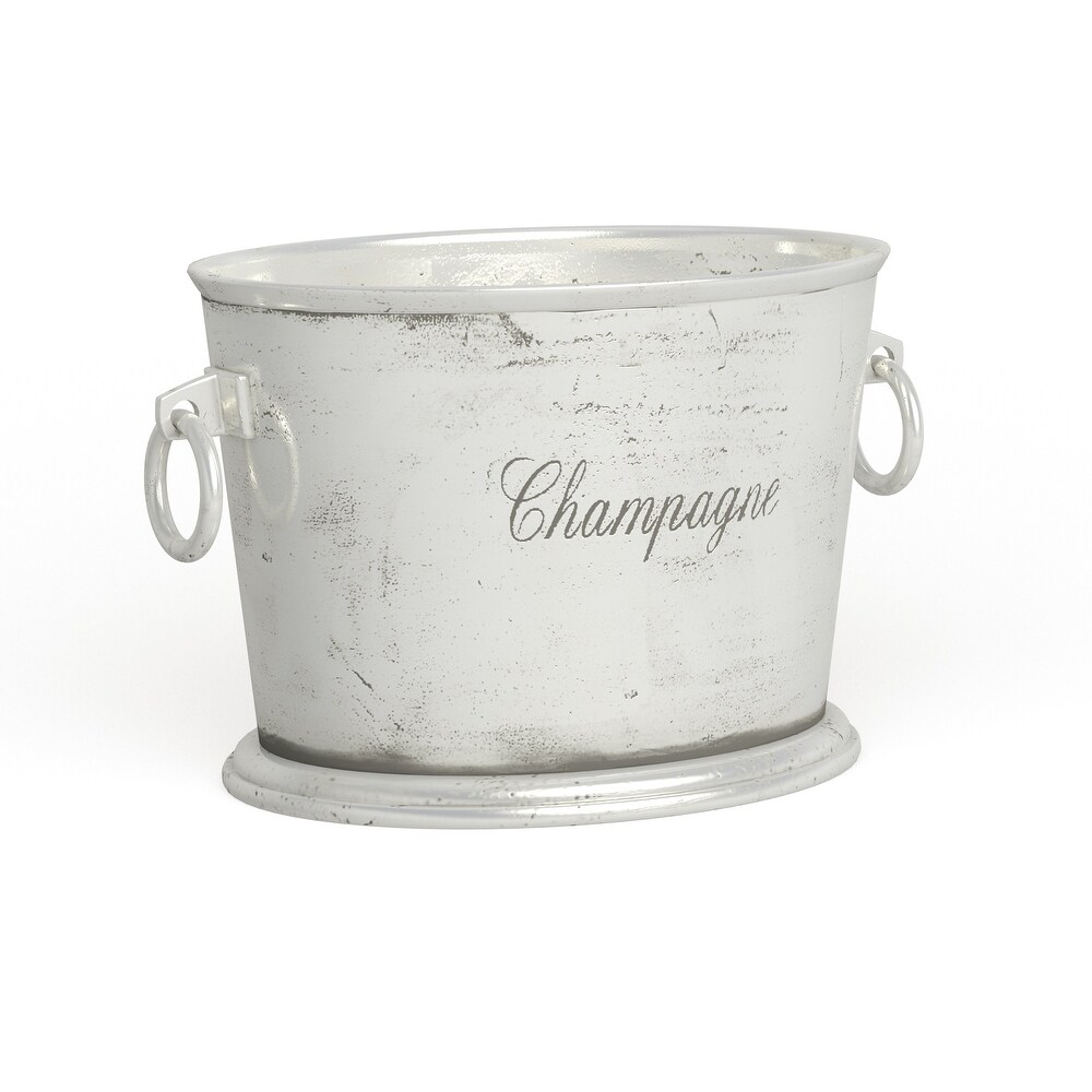 Silver Aluminum Champagne Text Ice Bucket
