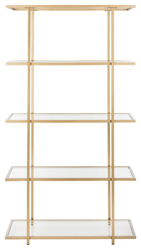 Leena 5 Tier Etagere/ Bookcase Gold/ Clear   Modern   Bookcases   by Virgil Stanis Design  Houzz