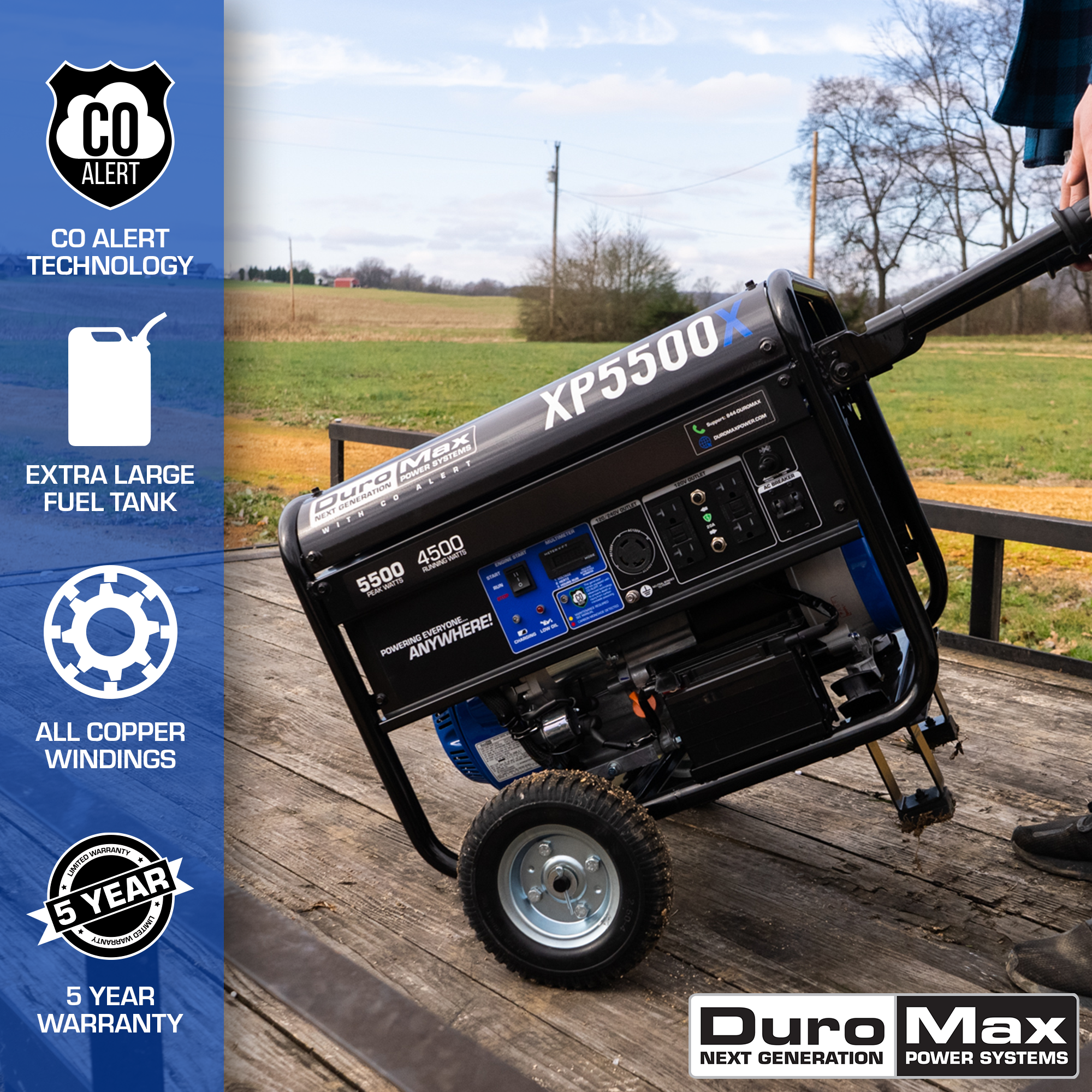 5,500 Watt Gasoline Portable Generator w/ CO Alert