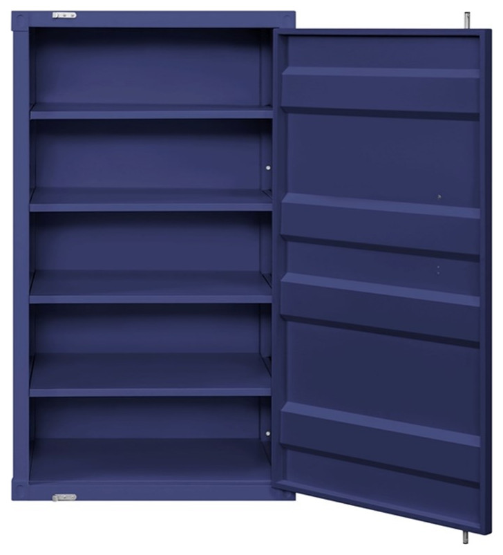 Industrial Style Metal Chest with Recessed Door Front  Blue   Industrial   Accent Chests And Cabinets   by Homesquare  Houzz