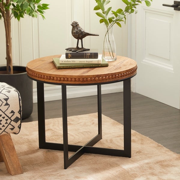 Brown Wood Industrial Table with Black Metal Legs