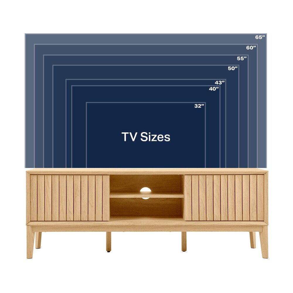 Damien 58 in. Farmhouse 3 Storage Sliding Door TV Stand Fits TVs up to 65 in. with Cable Management  by JONATHAN Y   58\