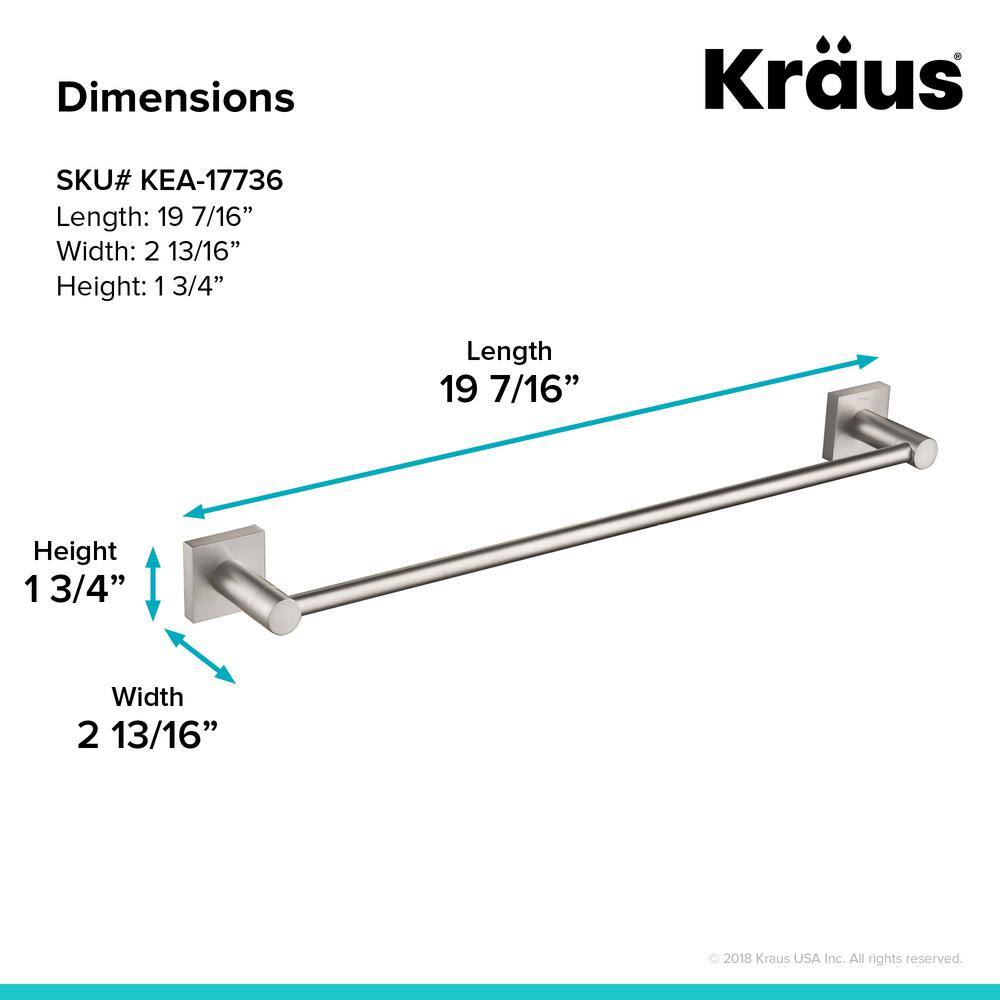 KRAUS Ventus 18 in. Bathroom Towel Bar in Brushed Nickel KEA-17736BN