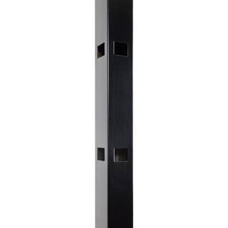 FORTRESS Athens 2 in. x 2 in. x 6 ft. Gloss Black Aluminum Flat Top and Bottom Design Fence Corner Post 4032072441M