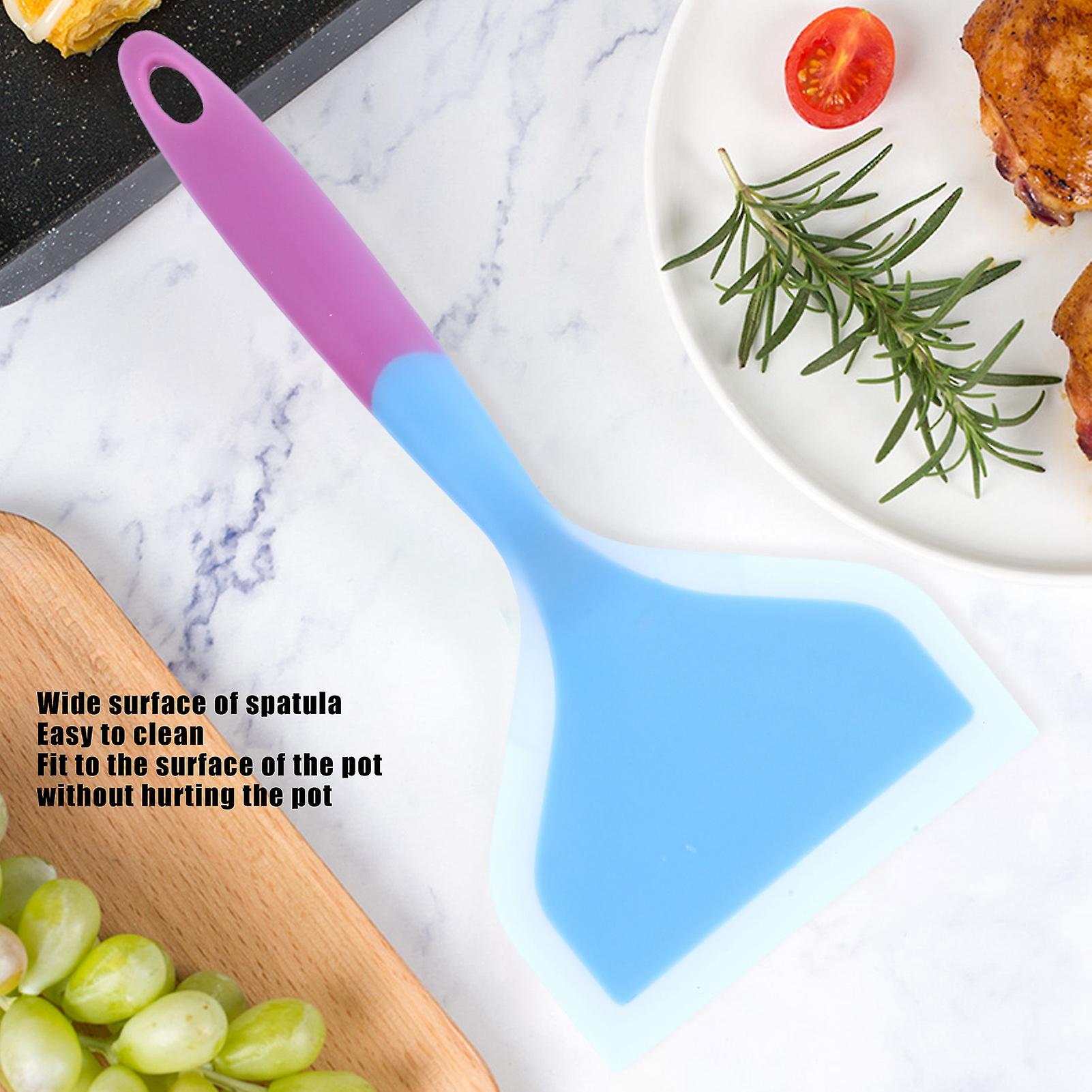 Silicone Spatula， Non Stick Heat Resistant Rubber Shovel Non Slip Dishwasher Safe Cooking Spatula With Handle For Takoyaki Pizza Steak[blue]