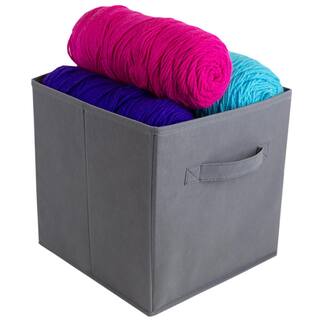 Home Basics 10.5 in. H x 10.5 in. W x 10.5 in. D Gray Fabric Cube Storage Bin SB51076