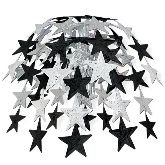 Beistle 50753 BKS Star Cascade  black   silver  24...