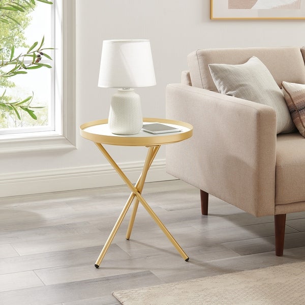 Middlebrook Minimal Faux Marble Gallery-Top Round Side Table