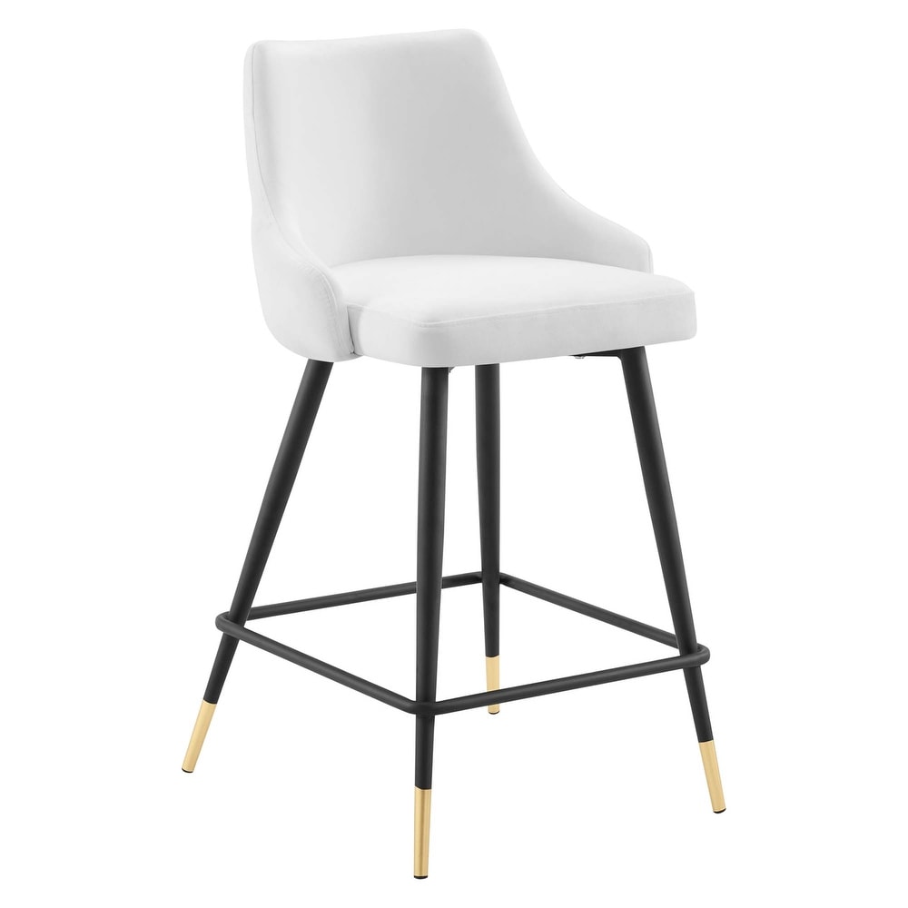 Modway Adorn Performance Velvet Counter Stool Set of 2  White