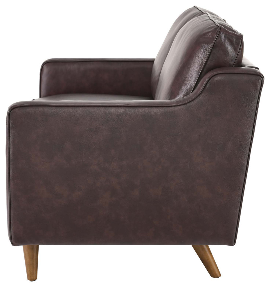 Loveseat Sofa  Brown  Leather  Modern  Mid Century Hotel Lounge Cafe Lobby   Midcentury   Loveseats   by House Bound  Houzz