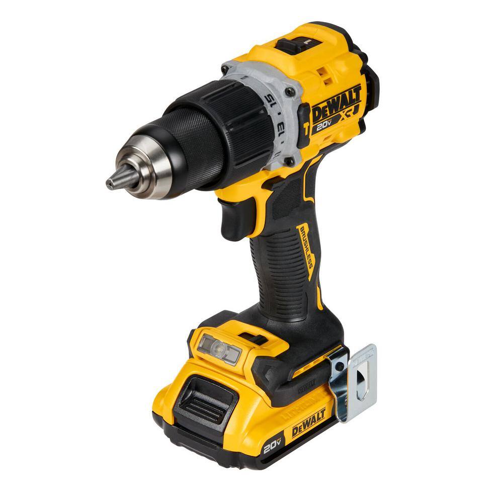 DW 20V Lithium-Ion Cordless Brushless Compact 12 in. Hammer Drill Kit with (2) 2.0Ah Batteries and Charger DCD805D2