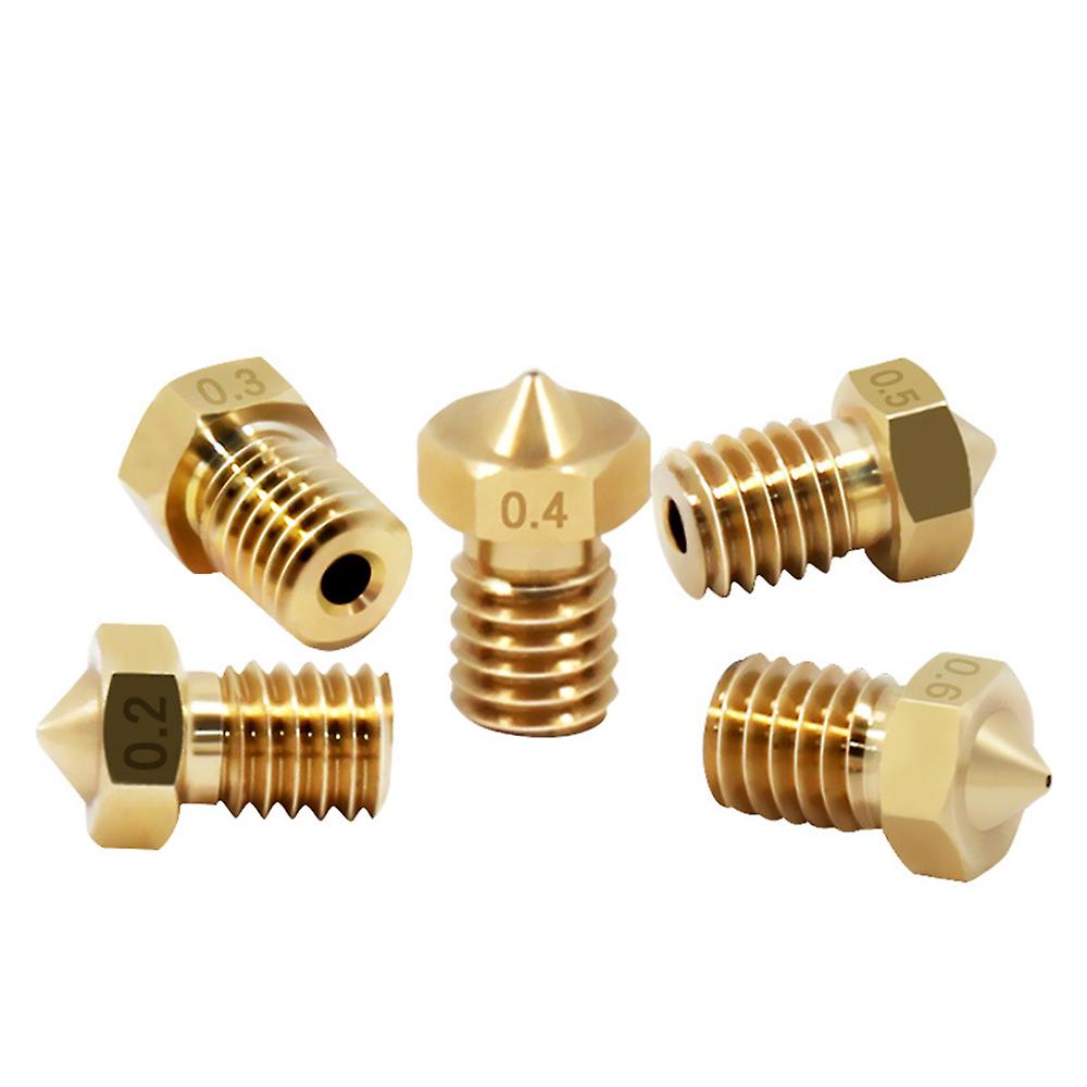 10pcs/lot  V6 Nozzle 1.75mm Stainless Steel/ Brass Nozzles 0.2 0.3 0.4 0.5 0.6mm For 3d Printer Parts Yellow 0.5mm