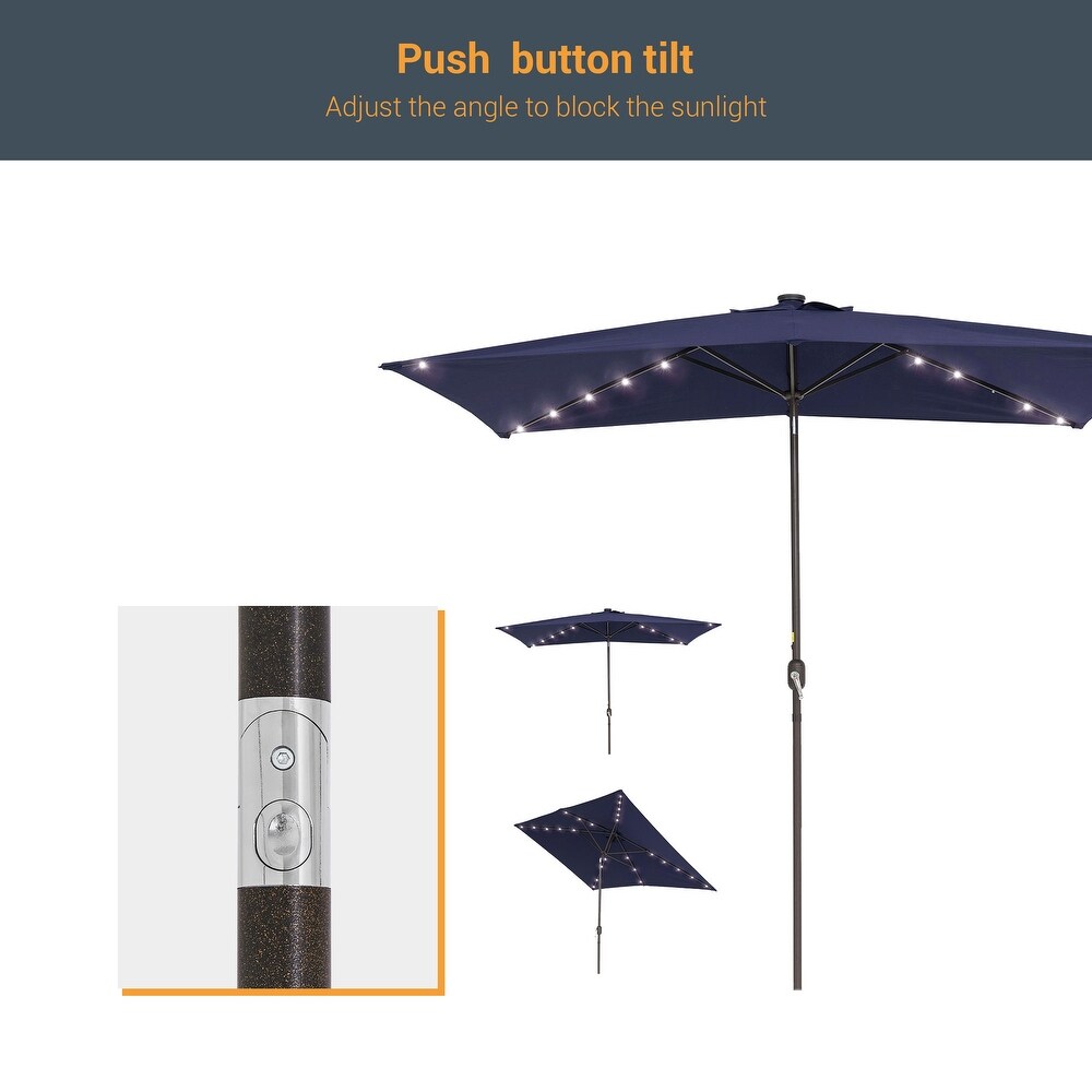 BONOSUKI Outdoor 10 x 6.5ft LED Umbrella Patio Market Table Umbrella