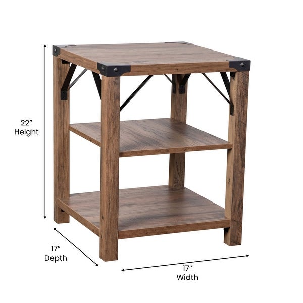 3-Tier Side Table with Metal Side Braces and Corner Caps