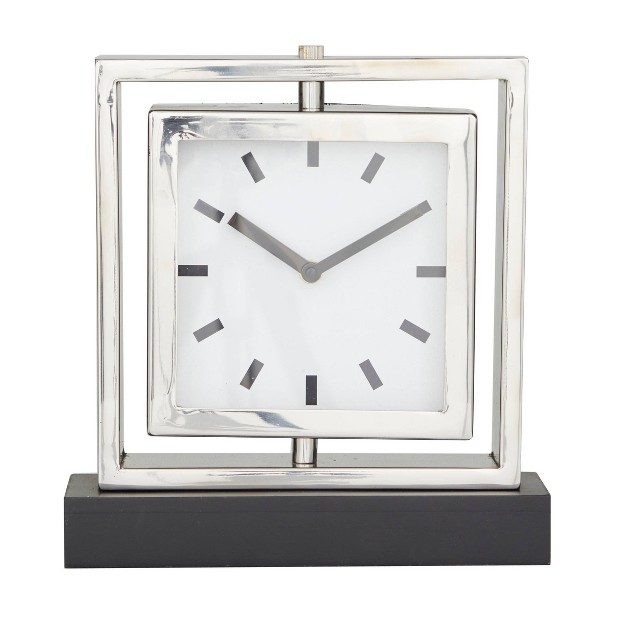 Stainless Steel Clock With Black Base Silver Olivia amp May