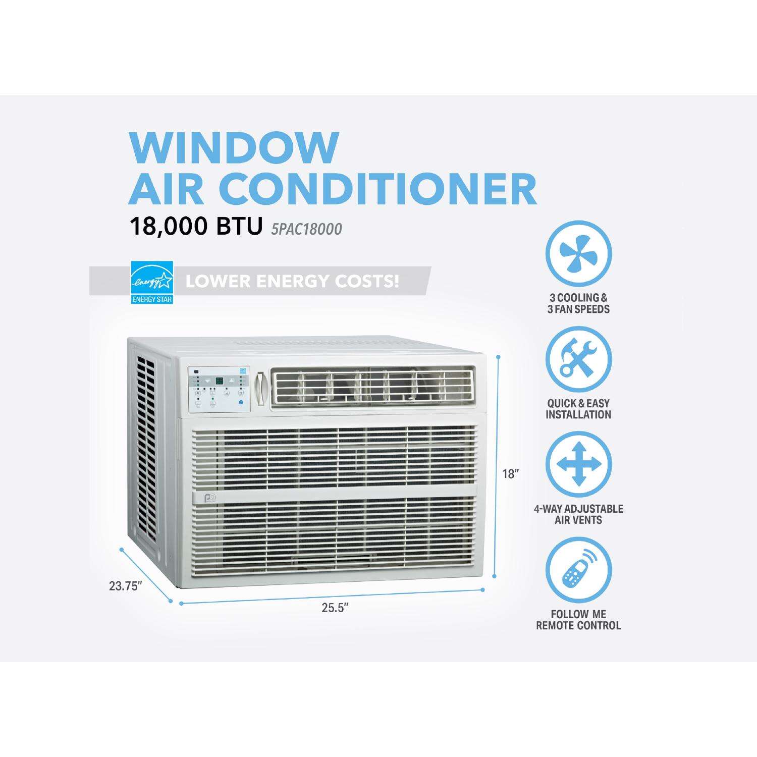 Perfect Aire 18000 BTU Window Air Conditioner w/Remote