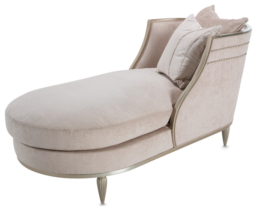 London Place Chenille Chaise   Parchment   Traditional   Indoor Chaise Lounge Chairs   by Michael Amini  Houzz