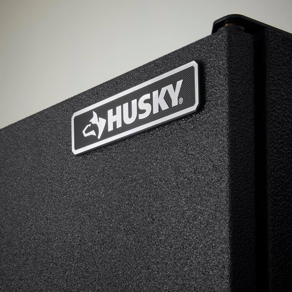 Husky Pro Duty Welded 20-Gauge Steel Freestanding Garage Cabinet in Black LINE-X (36 in. W x 81 in. H x 24 in. D) HTC1000008-LX