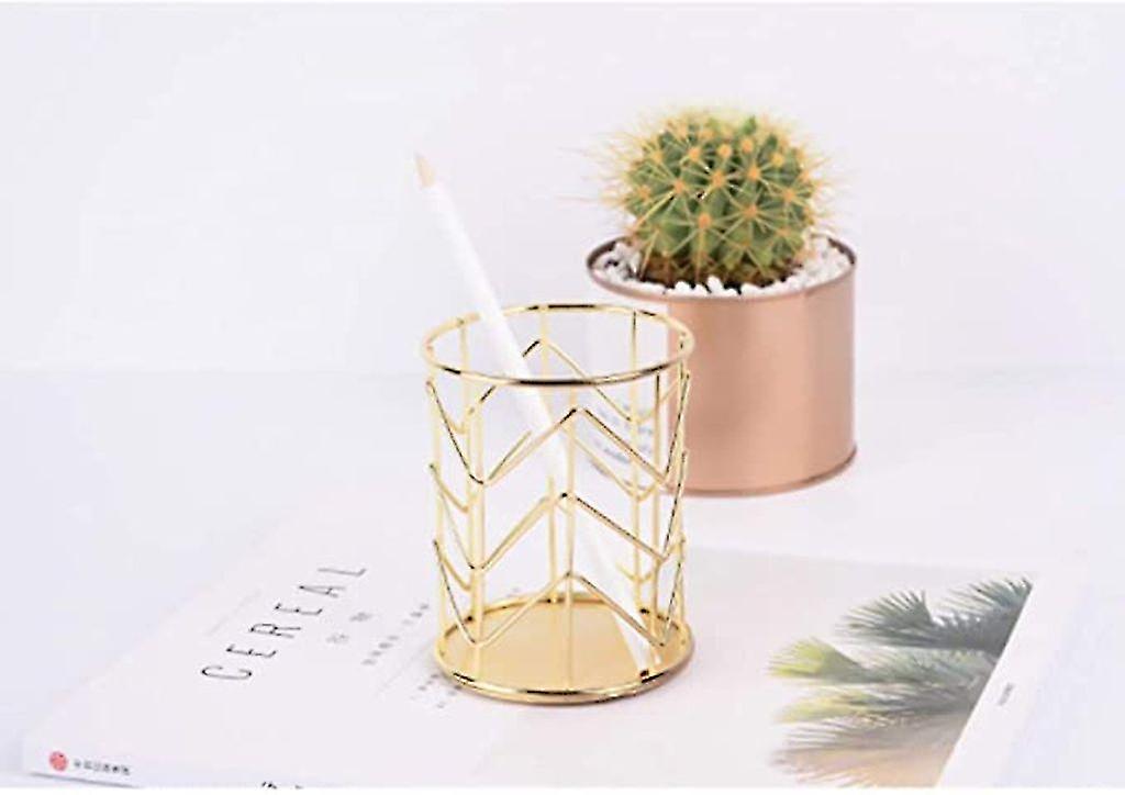 Pen Holder Hollow Round Iron Writing Tool Holder Desk Storage Box Pen Holder Storage Box Makeup Brush Holder