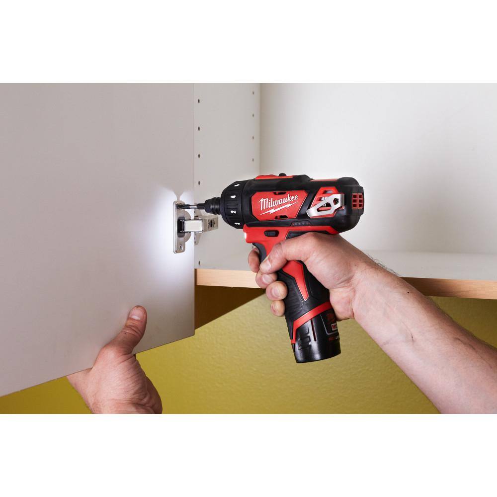 MW M12 12V Lithium-Ion Cordless 14 in. Hex 2-Speed Screwdriver Kit with Two 1.5 Ah Batteries and Bag 2406-22