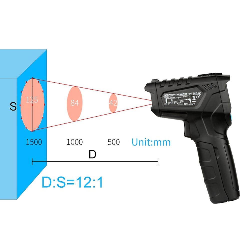 Black Ir01d -50~800 Industrial Digital Infrared Thermometer Handheld Infrared Lcd Temperature Meter Gauge Non-contact Ir Pyrometer Hygrometer Industri