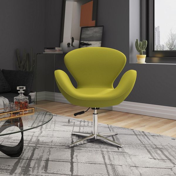 Raspberry Adjustable Swivel Chair in Green and Polished Chrome