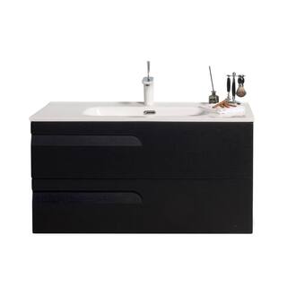 Eviva Joy 39 in. W x 18 in. D x 20.5 in. H Floating Bathroom Vanity in Blackwood with White Porcelain Top with White Sink EVVN23-39BW-WM