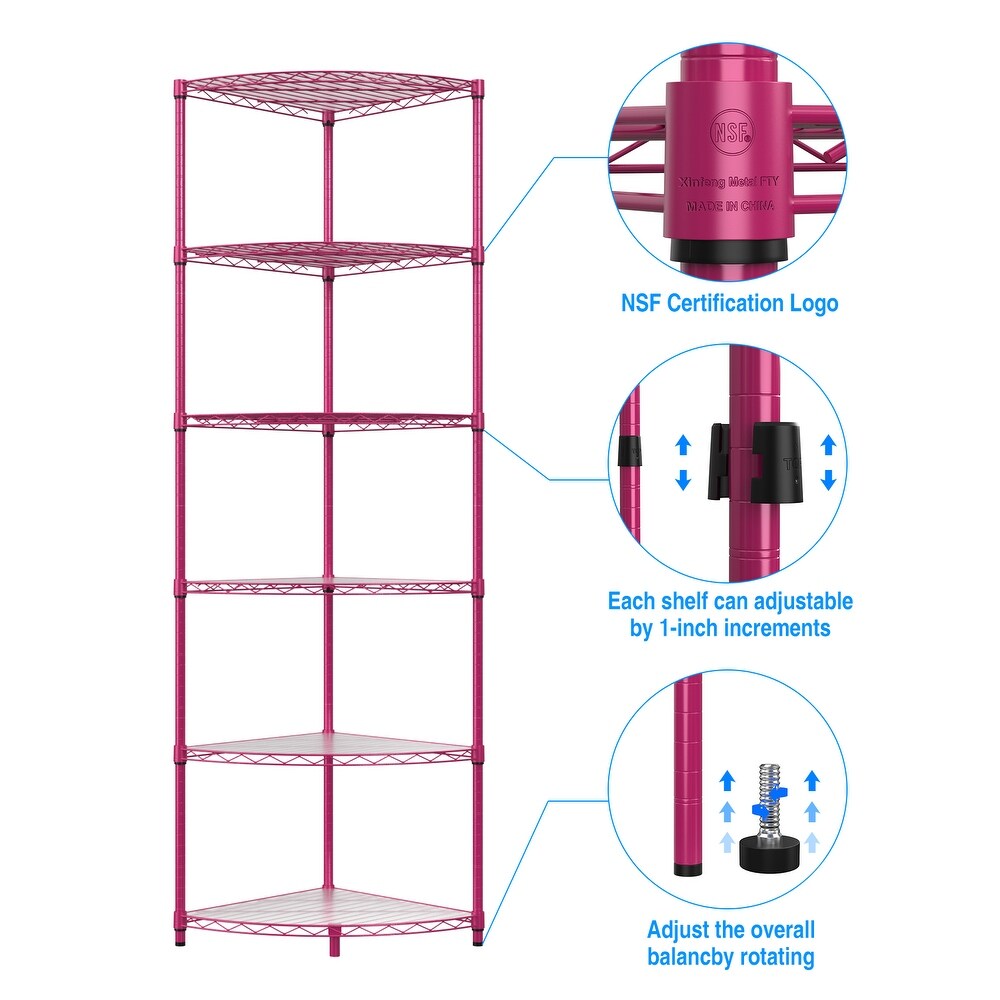 Pink Open Storage Rack 6 tier Corner Display Cabinet Plant Stand