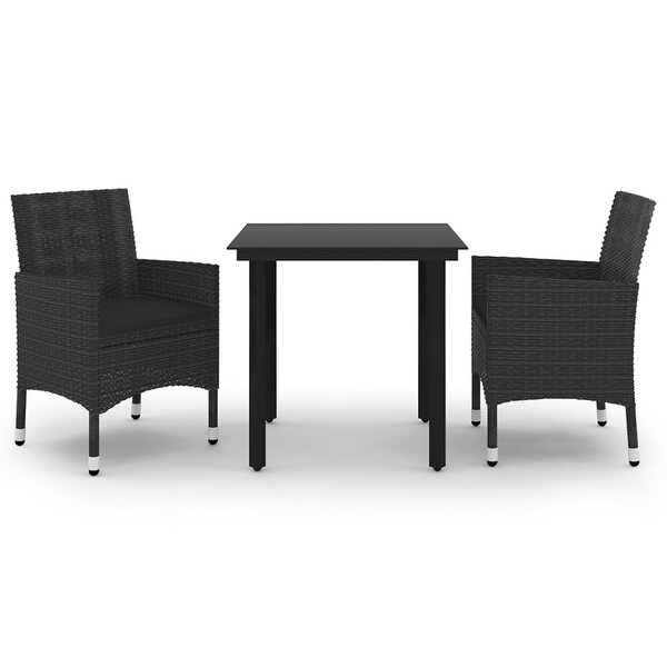 vidaXL Patio Dining Set Outdoor Table and Chair Set Poly Rattan and Glass