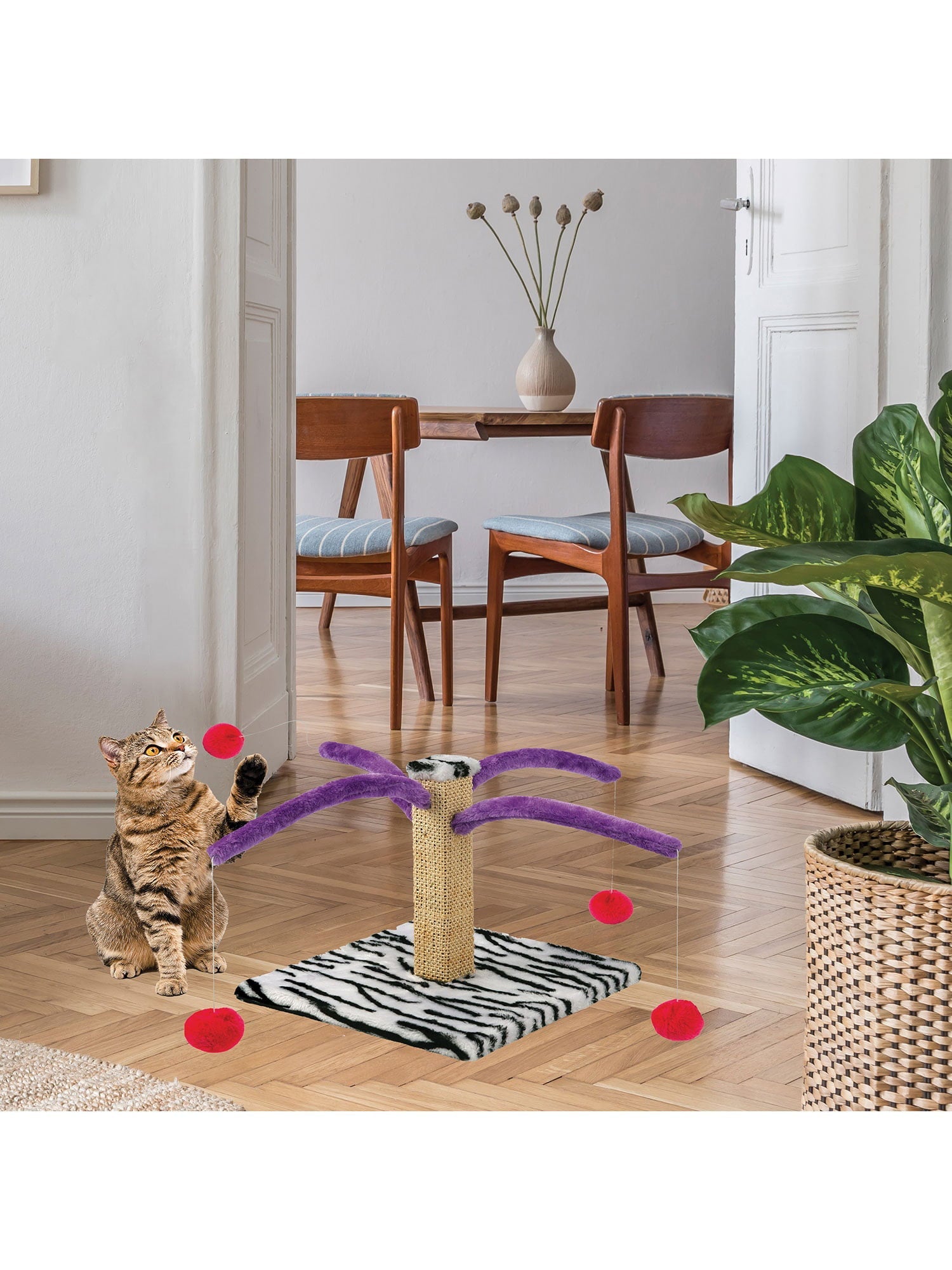 Cute Cat Tree Toy - Cat Scratching Post, Cat Stand, Jute Scratch Pad