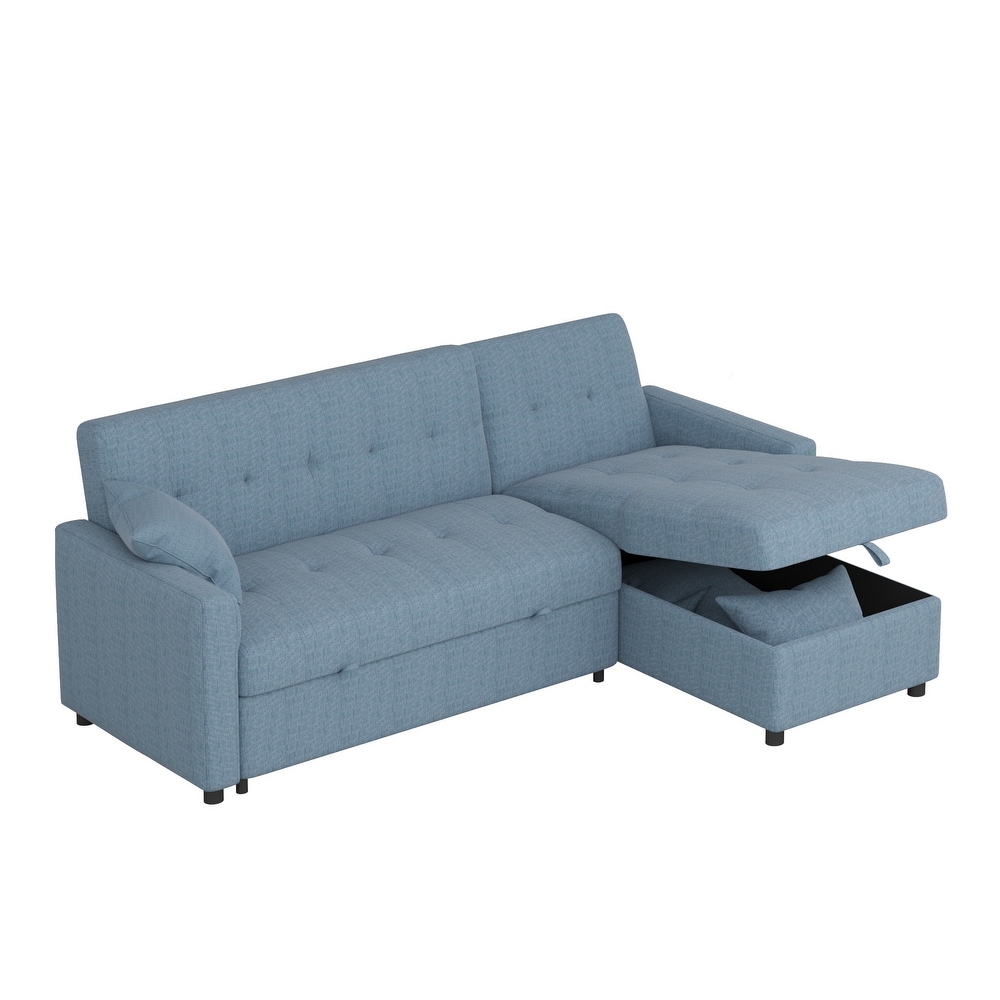 Reversible Sleeper Sectional Sofa L Shape 3 Seat Sectional Couch with Storage