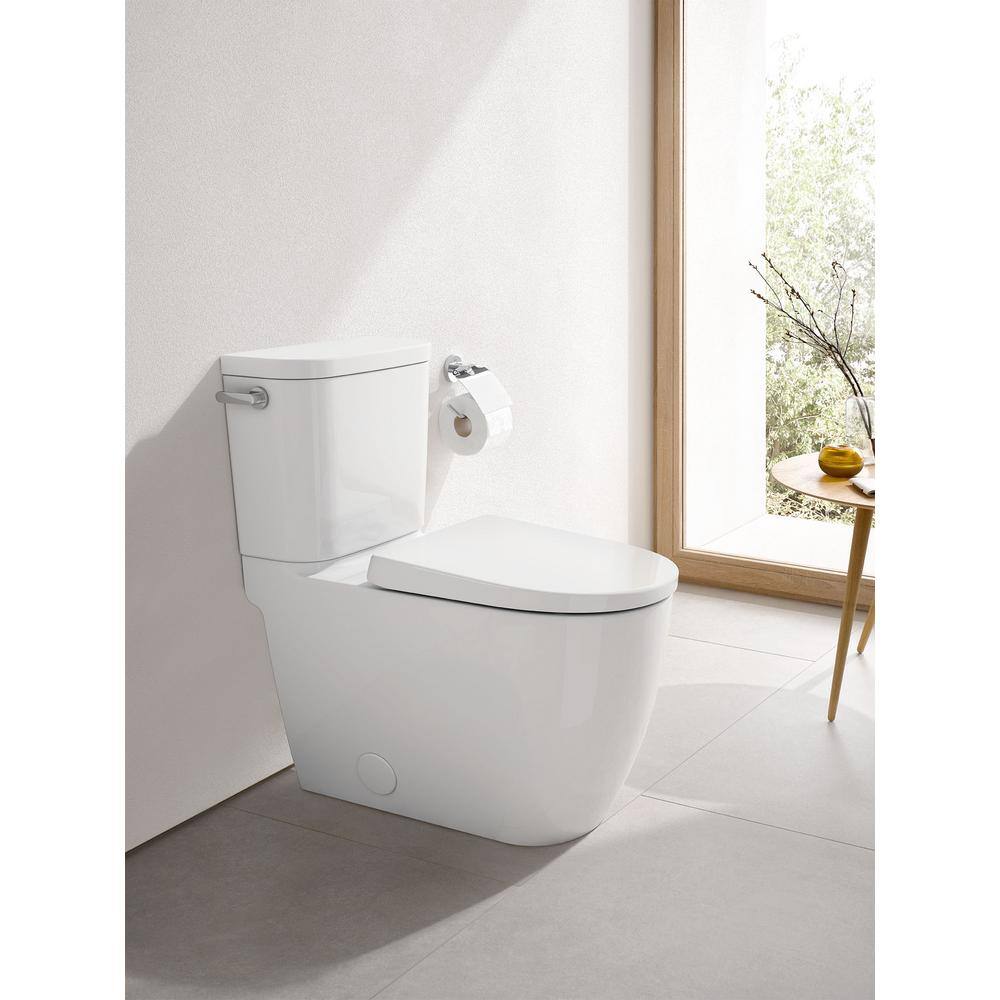 GROHE Essence 2-piece 1.28 GPF Single Flush Elongated Toilet with Left Hand Trip Lever in Alpine White Seat Included 39675000