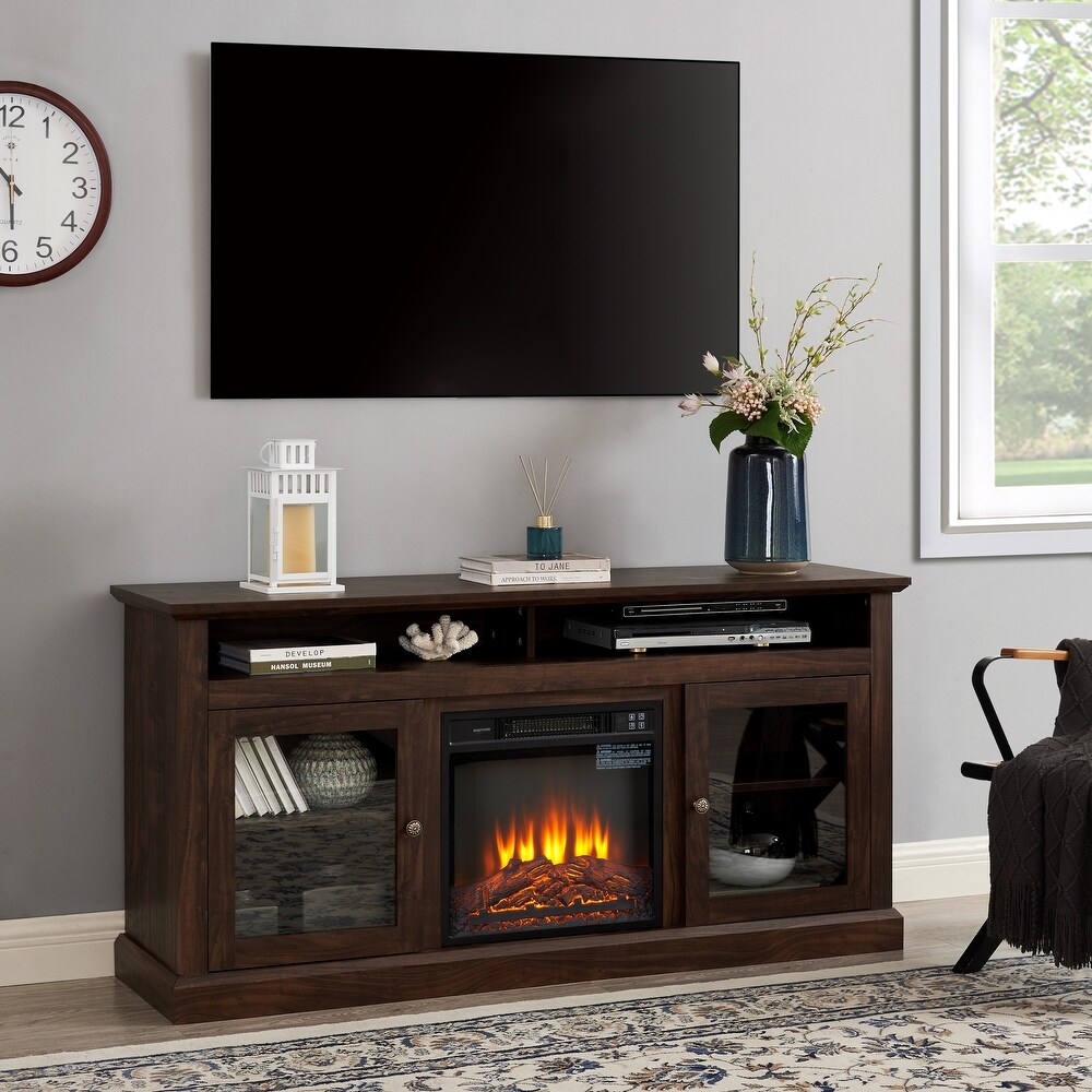 Fireplace TV Stand Wood Entertainment Center with a 18\